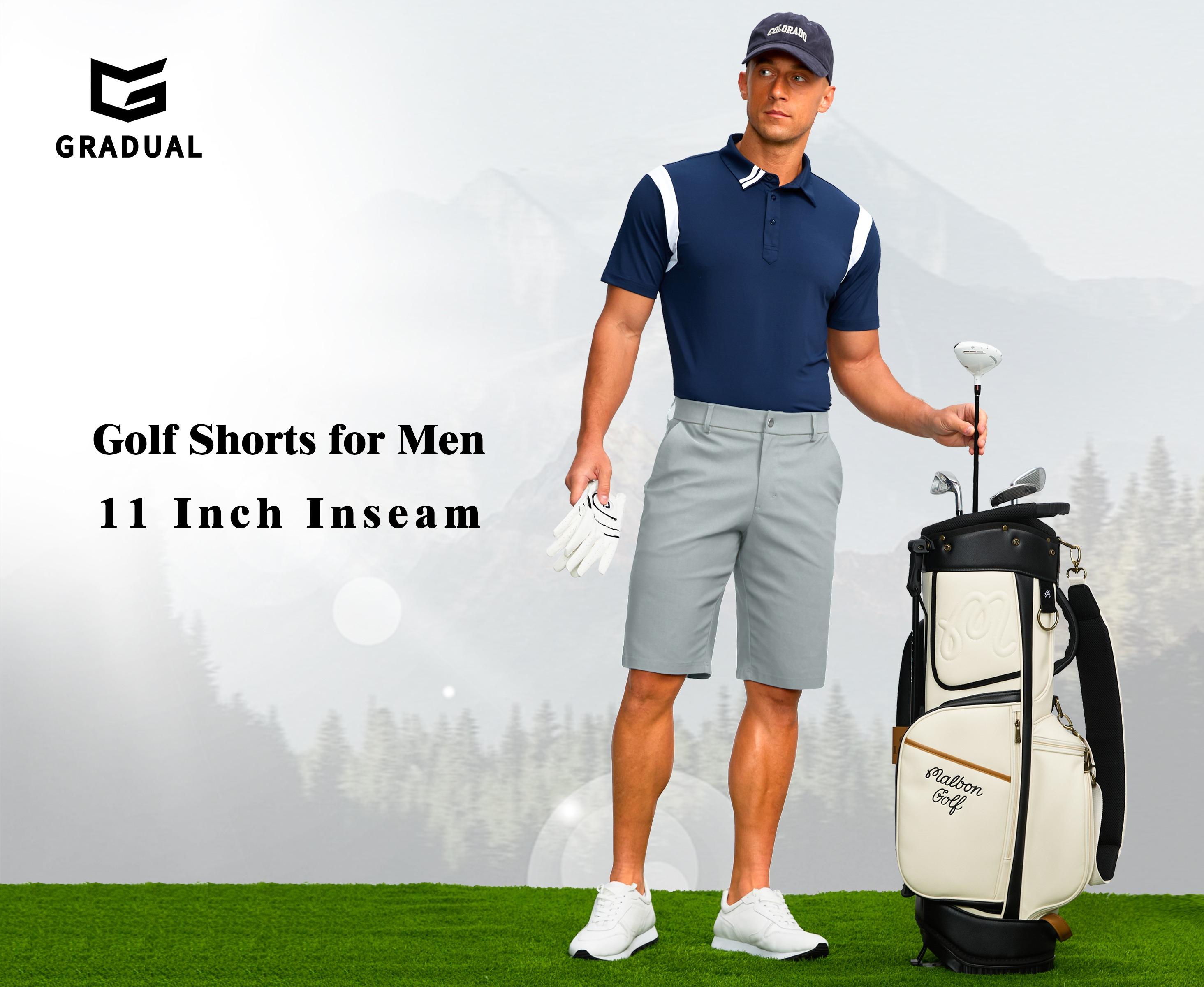 G Gradual Men's Golf Shorts with 5 Pockets 11" Inseam Stretch Quick Dry Casual Work Dress Shorts for Men