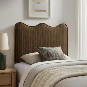Athena Striped Fabric Upholstered Twin Size Headboard in Earth Stripe