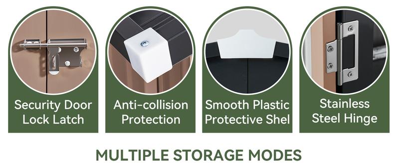 Aoxun Storage Shed Outdoor Metal Storage Shed 8*6 ft, Galvanized Steel Metal Garden Shed with Air Vent and Hinged Door Utility Tool Storage House for Garden, Backyard, Patio, Lawn, with Swing Door and Lock, Brown