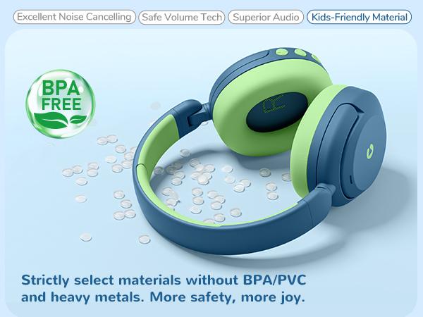 iCleverKids BTH20 Active Noise Cancelling Headphones 60H Play Time 80dBA Volume Limit Bluetooth 5.4 Audio Headset Electronic