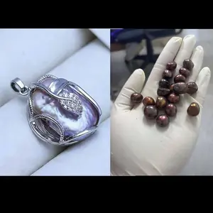 Pearl pendant+[live opening] Coco Bean pearl no shell opening