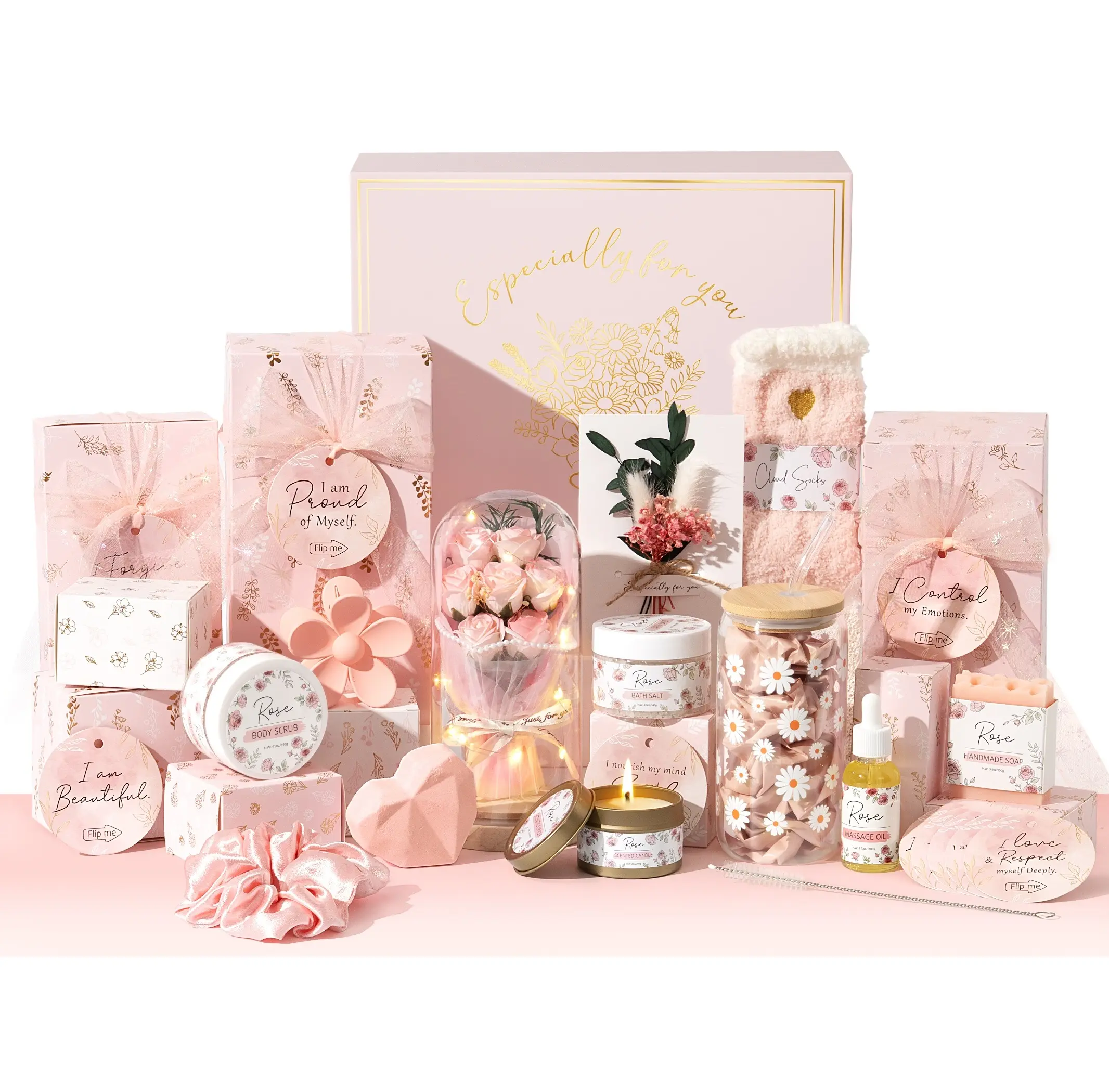 MAYICIVO Women's Gift Basket - Easter Self-Care Spa Set with Bath Bomb + Salt, Trendy Spa Items, Rewards Each Day & Empowering Challenge Tasks, Perfect for Teen Girls or Women, Gifts For Women, Mom Birthday Gifts
