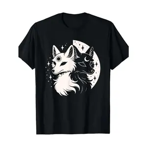 Fox Foxes Night Moon Day Sun Stars Spirit Celestial Moon Alt T-Shirt 180g 100% Cotton T-Shirt