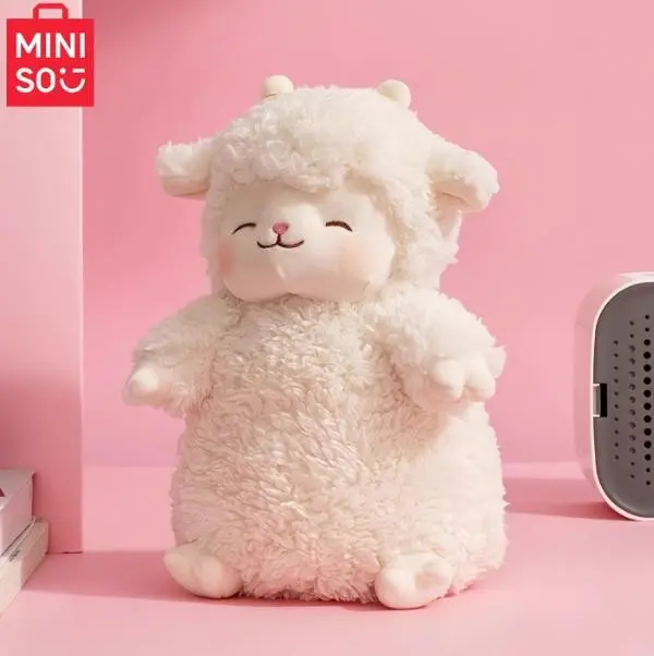 MINISO Sheep Plush Doll - Super Soft Moon Cushion Style Stuffed Toy with Full Stuffing, Neat Stitch Detail, Cute Collectibles for Cuddles, Living Rooms Decoration Gift, Soft Fabric, Bedrooms