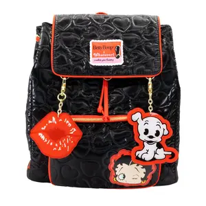 Whatever Makes You Happy Betty Boop Quilted Heart Trinket Backpack with Acrylic Charms