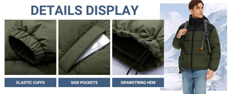 Men's Puffer Jacket Winter Coats Water Resistant Long Sleeve Zip Up Lightweight Quilted Down Jackets for Outdoor Activities & Daily Wear
