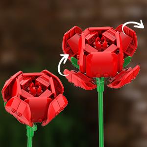 Flower Bouquet Building Set, Valentines Day Botanical Collection Building Block Toy 1461 PCS, 18 Flowers Rose Sunflower Home Plant Decor, Birthday Gifts for Adults Women Boys Girls 8-12+