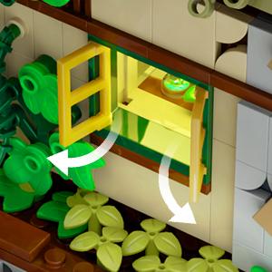 Wood Cabin Building Set with LED Light, 2570 PCS Wooden Forest House Mini Building Block Toy with Waterwheel Pond Animals, Big House Construction Model for Adults Teens Kids Boys Girls 10-12+