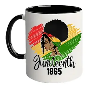Juneteenth 1865 Ceramic Mug – African American Heritage Celebration Mug Black Woman Afro Art Cup Freedom Day Gift for Women and Men 11oz and 15oz