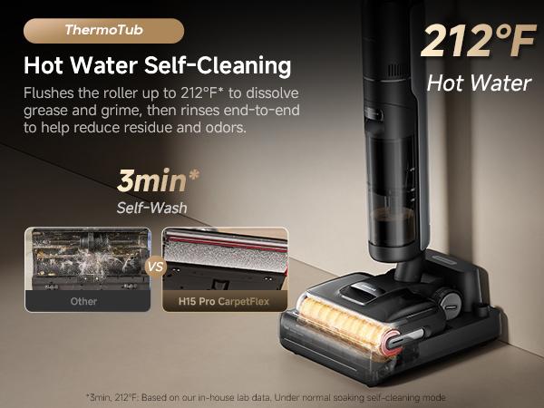 DREAME H15 Pro CarpetFlex Cordless Vacuum Mop, Wet Dry Vacuum Cleaner with Dual Brushes for Hard Floors & Carpet, Tangle-Free Hair-Cutting, 23kPa Suction, 180° Lie-Flat Floor Washer, 194°F Fast Drying