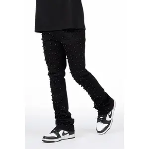 Perle Jet Black Pearl Stacked Flare Jean