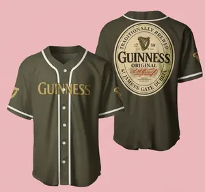 Army Green Guinness Baseball Jersey Gift For Beer Lovers, Guinness Jersey Shirts, Baseball Shirt, Jersey Shirt, Baseball Fans Shirts