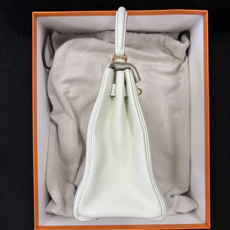 Pre-owned HERMÈS Leather Tote Bags Hermes Kelly 25 Togo mushroom GHW