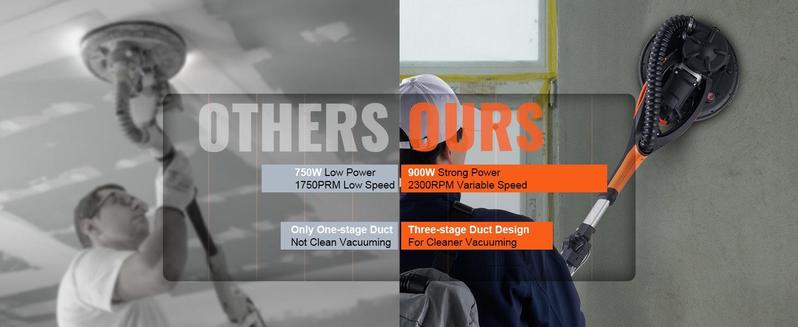 VEVOR Electric Drywall Sander 900W, Self-Suction & Variable Speed 800-1800 RPM, Foldable Handle & Self-Suction, with LED Strip Light and Vacuum Bag Power Tool VEVOR Super Brand Day VEVOR Electric Drywall Sander 900W, Self-Suction & Variable Speed 800-1800 RPM, Foldable Handle & Self-Suction, with LED Strip Light and Vacuum Bag Power Tool VEVOR Super Brand Day