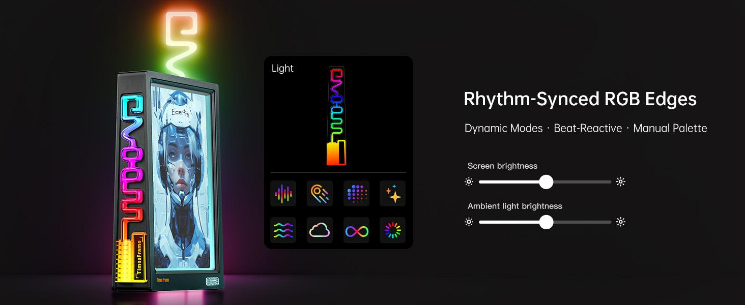 Divoom Times Frame-10.1" Digital Picture Frame Transparent IPS Desktop ornaments Smart Linux OS with RGB Light WiFi 64GB 400+Clock Faces Gift Mode Pixel Art Community Personalized Display