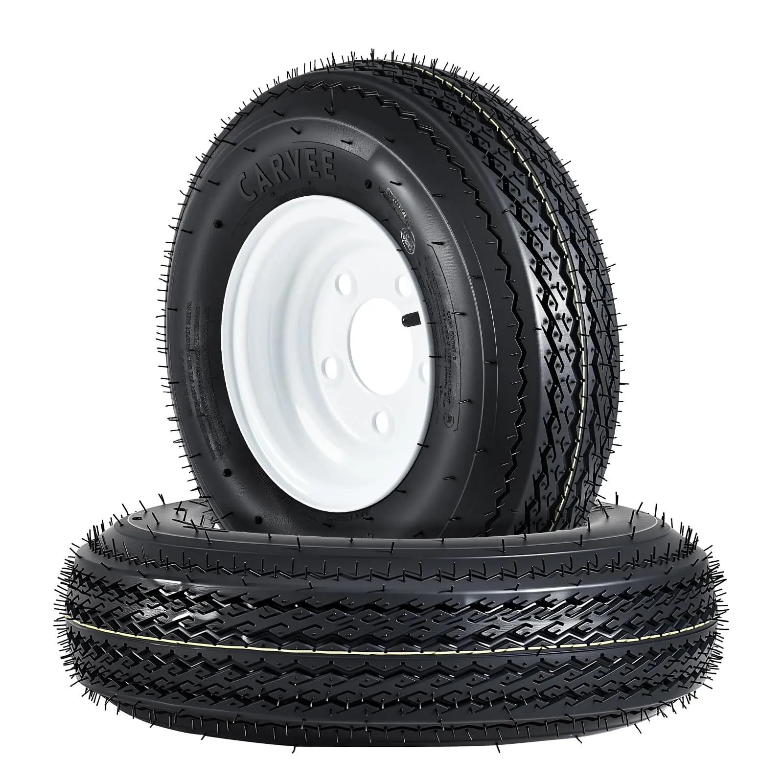 Garvee Durable All-Weather 4.80-8 Trailer Tire & Wheel Set – 6PR Load Range C – 8" Bias Tires – 5 Lug White Modular Rims – Fits Utility, Boat, Camper Trailers – Complete Assembly
