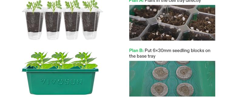 VIVOSUN 6/12-Pack Seed Starter Trays,Seed Starter Kit with Humidity Dome, Flat Reusable Plant Germination Trays with Drain Hole, Green Propagation Tray for Planting Seeds