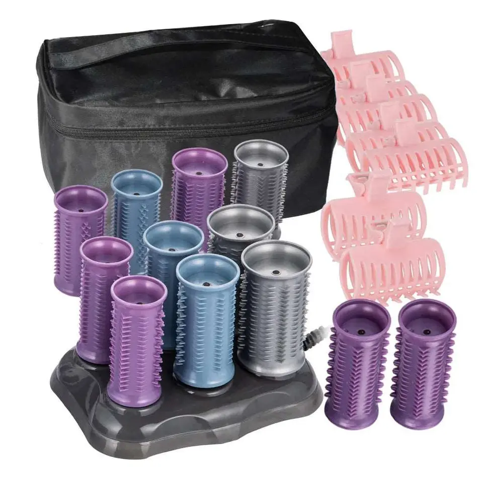 12pcs/set 3 Sizes Electronic Heated Rollers & Clips Salon Extra Large 25/30/35mm Hot Curlers Hair Clips Clamp Styling Tool 1595