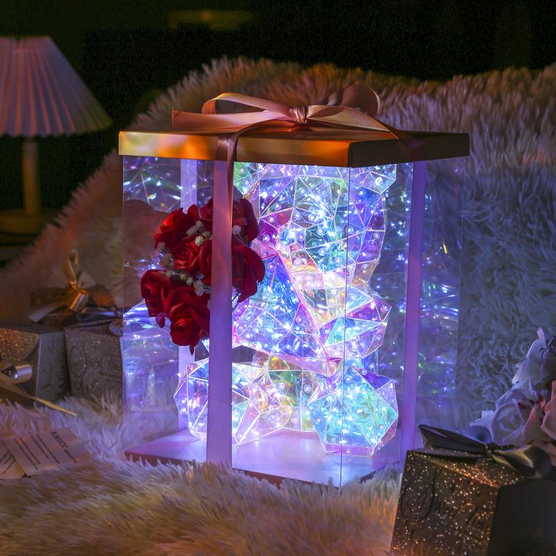 Umeuc Artificial Rose Bear Valentine's Day Gift for Wife Mom Birthday Present Women Glass Dome Rose  Christmas Mother's Day Anniversary Wedding Gift