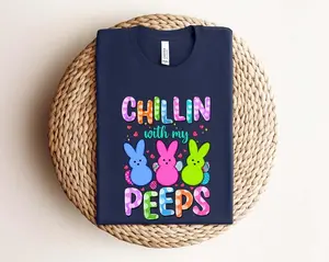 Chilling With My Peeps Shirt, Chilling With My Peeps Sweatshirt, Cute Easter Hoodie, Gift For Easter Day, Peeps Easter Shirt, Blessed Shirt - scs16933