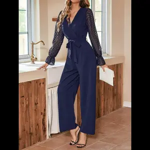 Women's Business Solid Color Jacquard Overalls Jumpsuit, Elegant Fashion Casual Jumpsuit for Daily Outdoor Wear, Women Jumpsuits for Summer