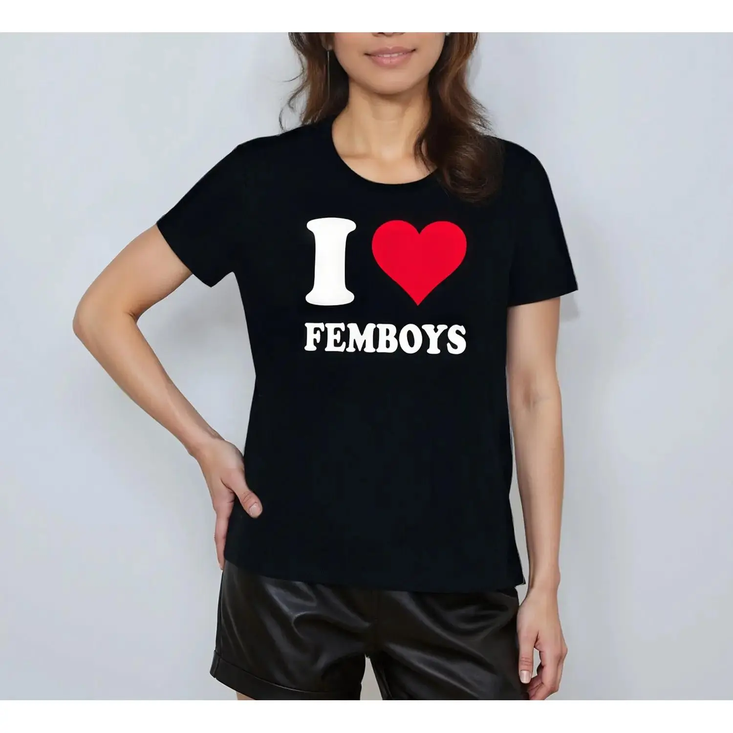 100%cotton Red Heart I Love Femboys T-Shirt