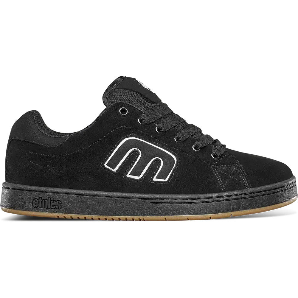 ETNIES Callicut Boys' Black Suede Low-Top Outdoor Skateboarding Shoes - Icon Collection, Suede Upper, STI Level 1 Insole, 400 NBS Rubber Sole, Laces, Streetwear Shoes, Everyday Athletic Footwear