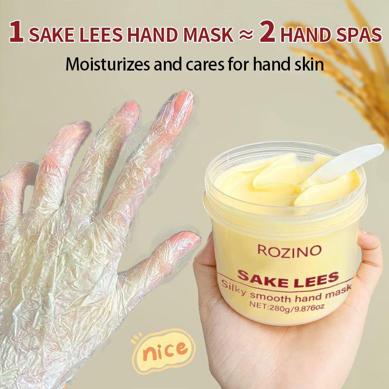 ROZINO Sake Lees Silk Smooth Hand Mask - Intensive Nourishing Moisturizing Silky Finish - 280g/9.876oz - Pampering Experience for Hands Nail Soothing & Hydrating