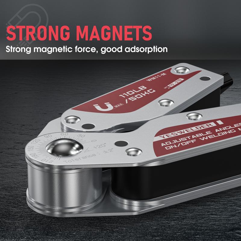 YESWELDER 15-200° Adjustable Angle Welding Magnet with On/Off Switch | 66LBs & 110Lbs Holding Power Magnetic Welding Positioner for Soldering, Metal Fabrication & Pipe Installation