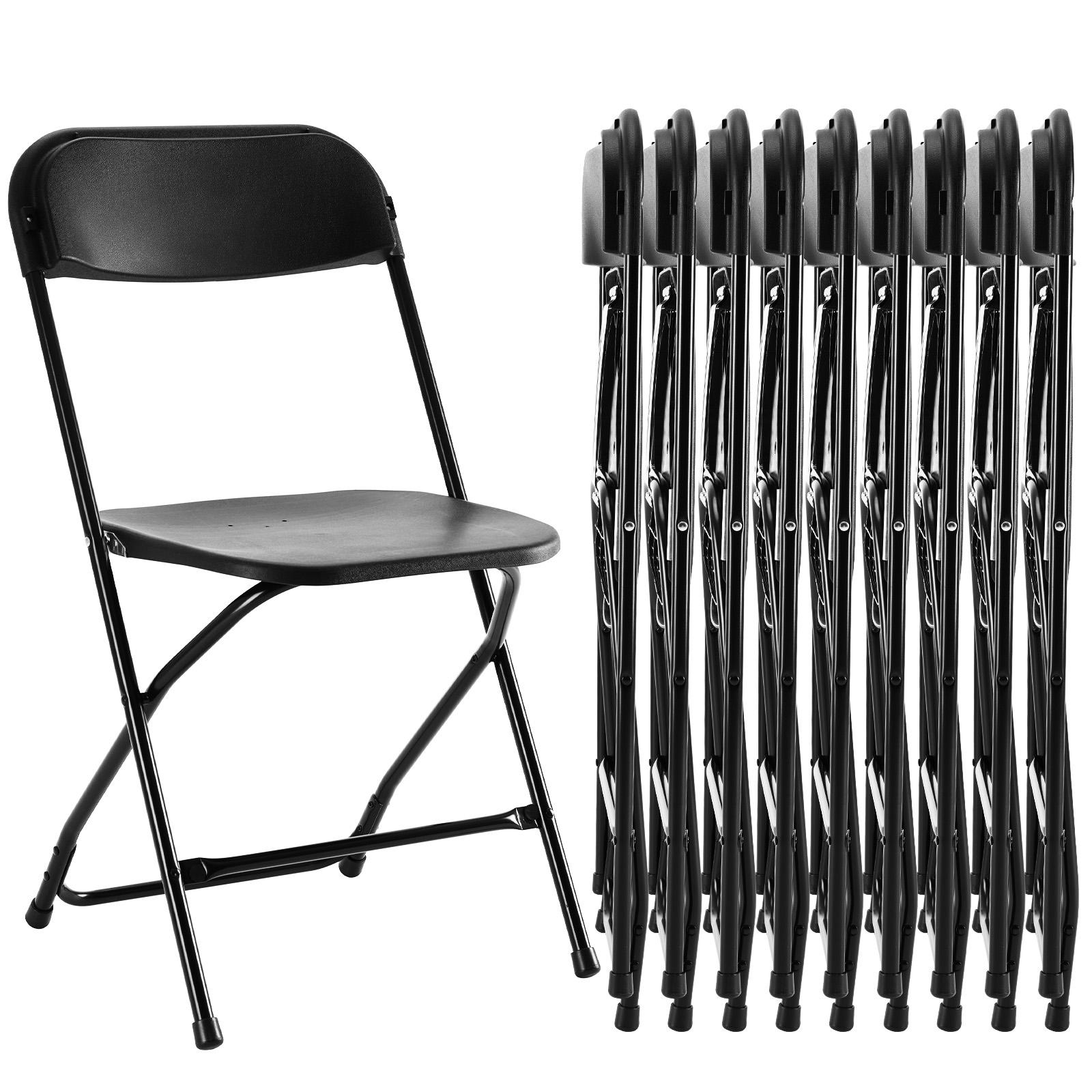 10 Pack White Plastic Folding Chair, Indoor Outdoor Portable Stackable Commercial Seat with Steel Frame 350lb. Capacity for Events Office Wedding Party Picnic Kitchen Dining Folding Chair, Indoor Outdoor Portable, Stackable