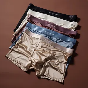 Men's Luxury Satin Ice Silk Boxer Briefs - 10A Antibacterial Crotch, Breathable Smooth Seamless No Show, Premium Lightweight Stretch Trunks for Daily Wear