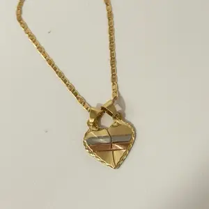 14k Gold Plated Tricolor Heart Necklace