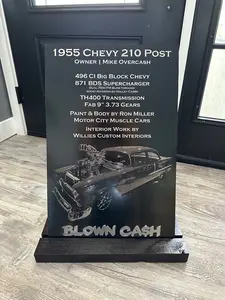 Laser Engraved Car Show Display Sign | Aluminum car show display sign