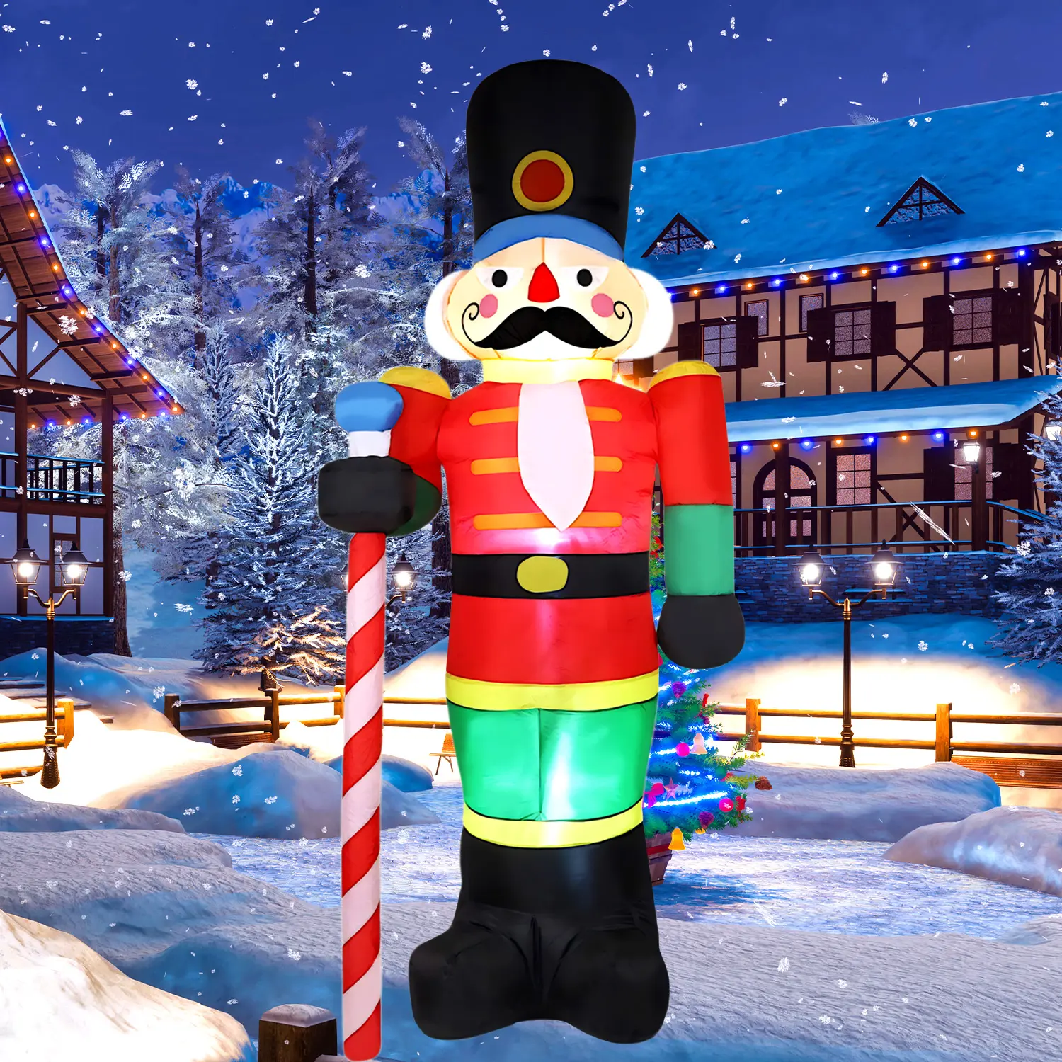 8 FT Giant Christmas Inflatables Nutcracker Outdoor Decorations, Nutcracker Soldier Inflatable with Led Lights Xmas Blow up Yard Decorations for Square Lawn Garden Patio Holiday Party Decor