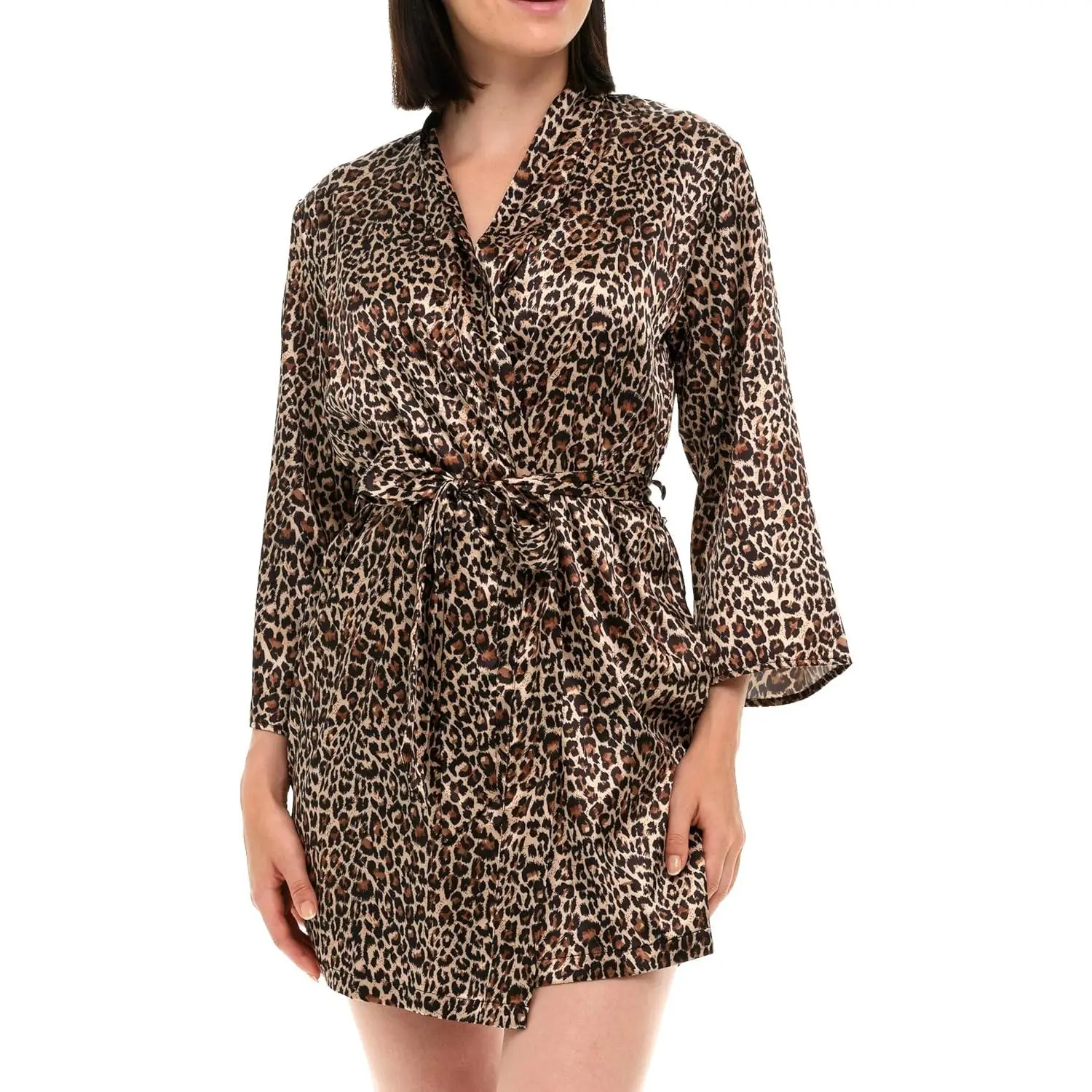 Alexander Del Rossa Women's Short Satin Bathrobe - Silk-Like Fabric, Women's Sleepwear & Nightwear Loungewear