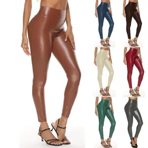 Women's Leather Pants Multi-color High-waisted Leather Leggings Butt-lifting Sexy Women's Pants