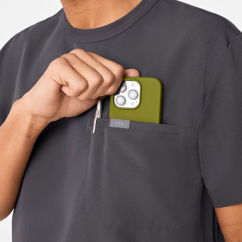 men's Charcoal Easton Relaxed - Crewneck Scrub Top