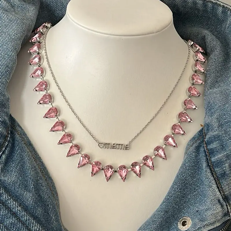Female Shiloh Heart Pendant Choker - Light Pink on Silver, Candy Vibes Costume Jewelry Necklace, Casual, No, Short