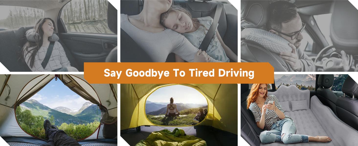 Umbrauto Car Air Mattress Bed: Inflatable SUV Camping Sleeping Pad for Truck Back Seat with Pump & Pillows, Blow Up Backseat Car Mattress for Van Rear Seat