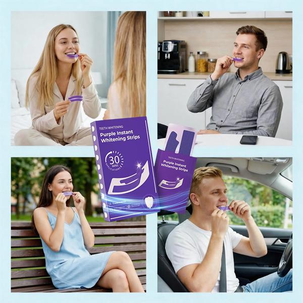 Purple Teeth Whitening Strips – Color Correcting Whitening Strips for Yellow Teeth Stains, Teeth Brightening & Stain Removing Whitening Treatment, Purple Tooth Color Correction for Whiter Smile, 14Pairs 30 Min Teeth Whitening Care Oral