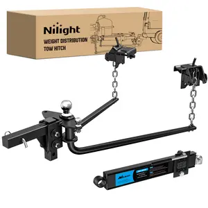 Nilight 1000 lbs Round Bar Weight Distributing Hitches Kit with Interchangeable Spring Bars and Sway Control, 2-in Solid Steel Shank, 2-5/16 in Alloy Steel Ball