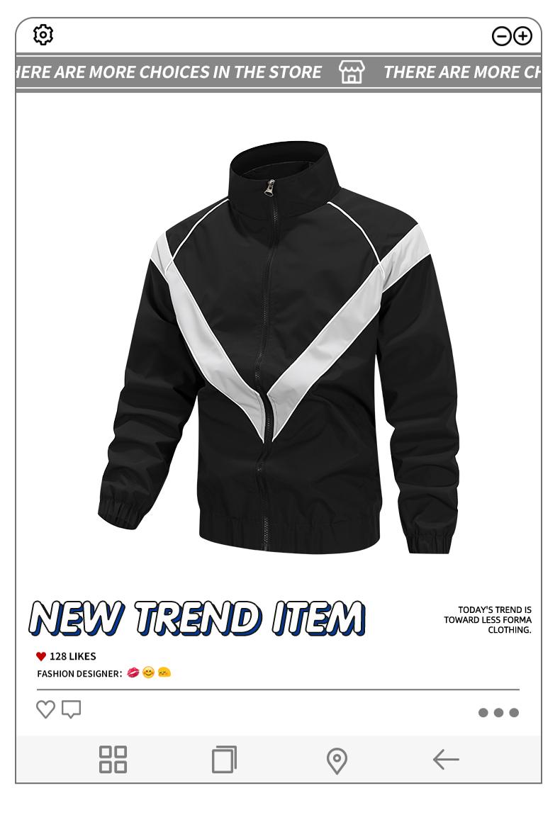 Men's Casual Stand Collar Jacket Features contrasting color trim detailing Windproof and abrasion-resistant surface Ideal for cycling, streetwear, and everyday casual wear Perfect layering piece for outerwear Streetwear apparel Coats Long Sleeve Menswear