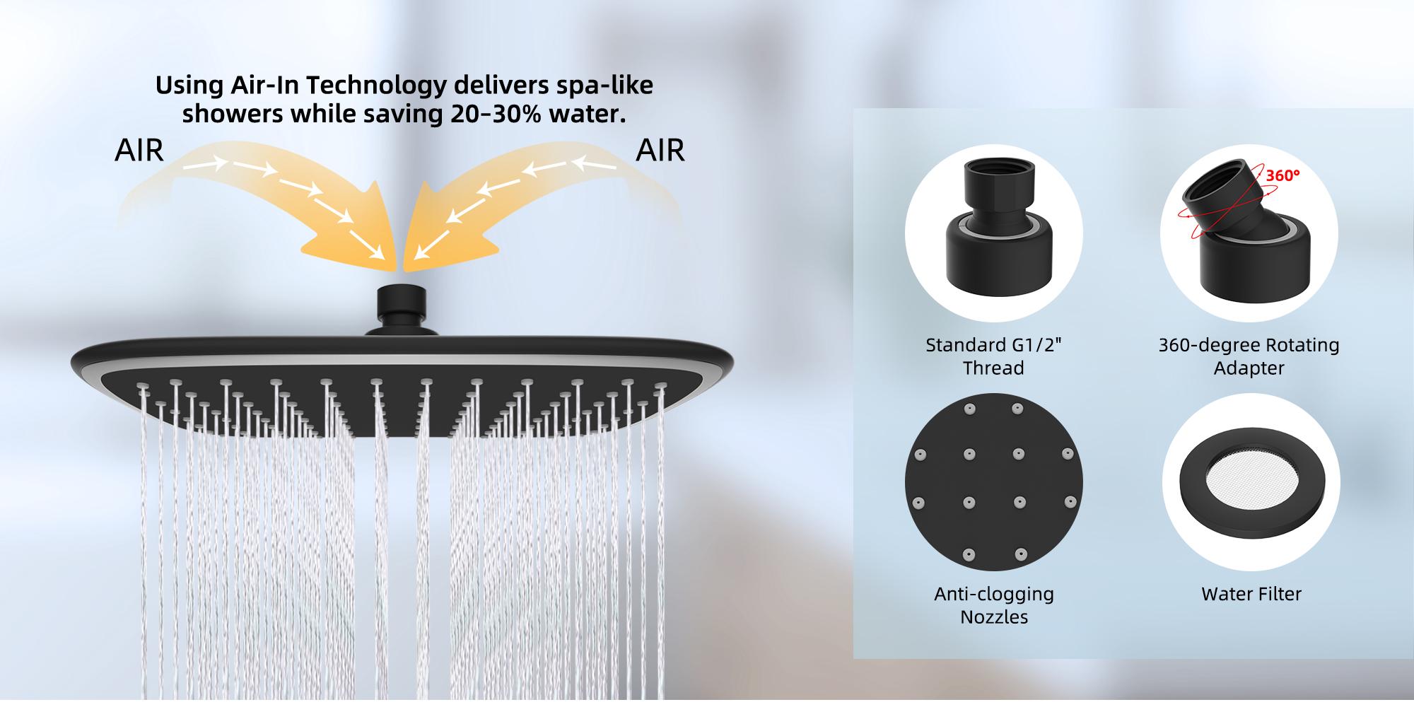 Rain Shower Head with Handheld Spray Combo, High Pressure Rainfall Shower Head, Height Adjustable Dual Shower Head, Luxury Waterfall Showerhead Bathroom