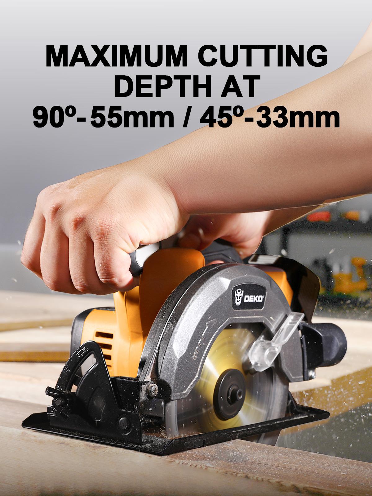 DEKO 20V Cordless Circular Saw With 4.0Ah Battery And Charger, 5500 RPM No Load Speed, Lightweight Design, 165mm 6 1/2 Inch 800W Electric Saw For Wood, Plastic, Metal Cutting And Decorative Construction