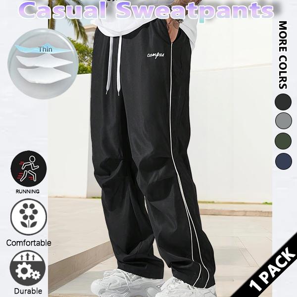 Loose Sports Pants Men's Trousers Grey Side Stripeswith Gold Accent Stripe Comfortable DesignAthleisure Style Bottoms Athletic Bottoms GymwearFitness Outfit