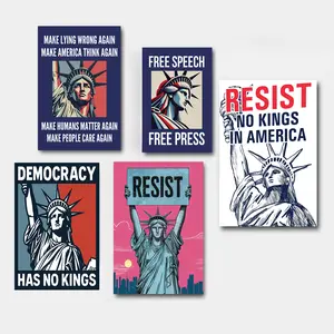 Resist No Kings in America Protest Poster Printable Statue of Liberty Poster, No Kings In America Protest Sign, Anti-Trump, Anti-Authoritarian for Patriotic March