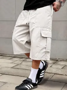 Men’s loose cargo shorts with flap pockets and side pockets — classic cargo shorts, men’s printed casual multi-pocket cargo shorts, suitable for summer outdoor wear