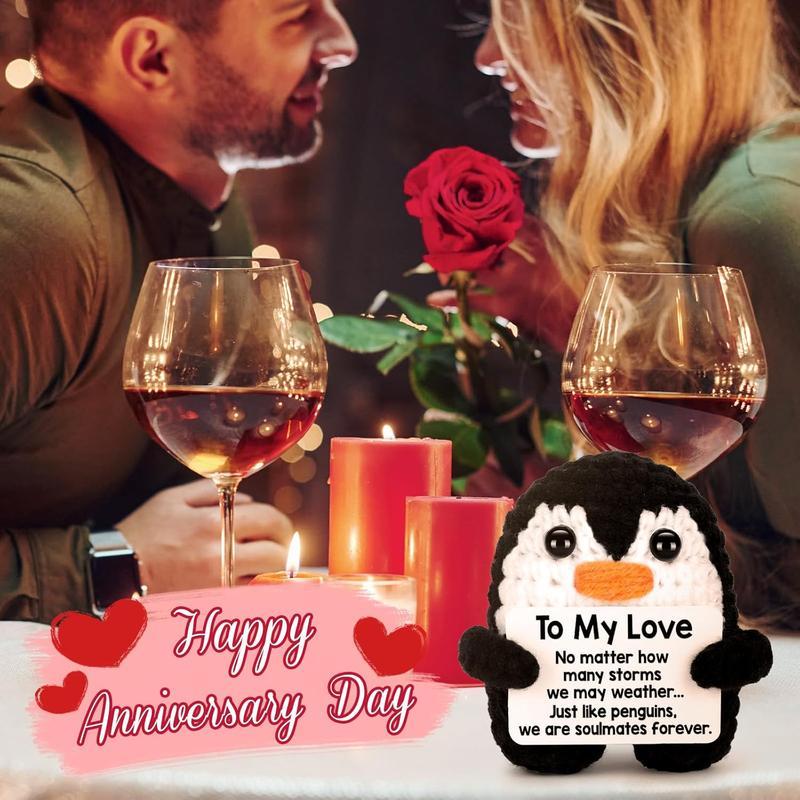 Gifts for Him Her Boyfriend Girlfriend, To My Love Handmade Crochet Penguin Present, Wedding Anniversary Birthday Gift for Women Men, Romantic I Love You Gift for Couples Wife Husband Christmas valentines day gifts