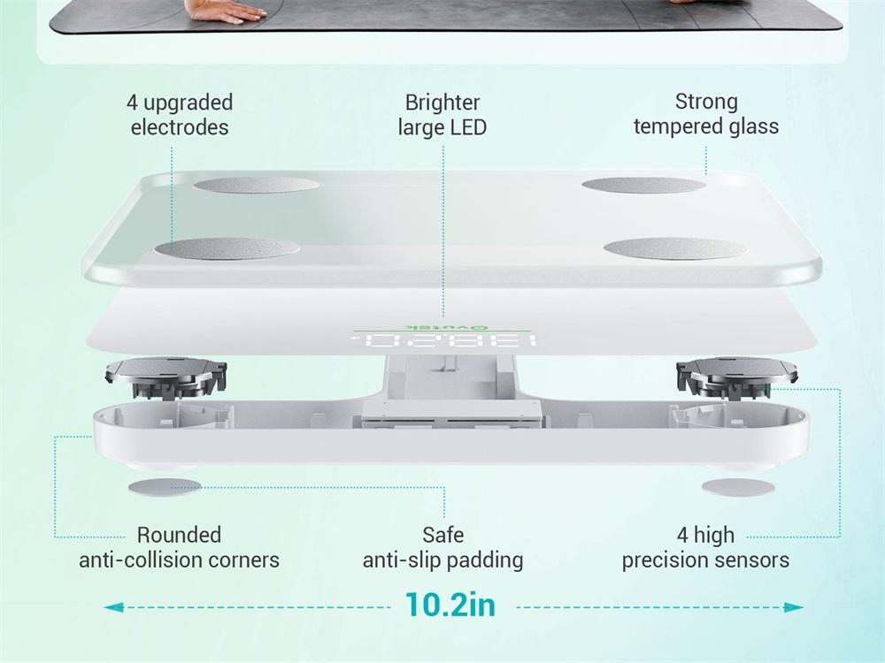 OVUTEK Smart Scale for Body Weight, Pink, BMI, and Body Fat Composition, Bluetooth & App Connectivity - Weighing Scale Smart High Accuracy