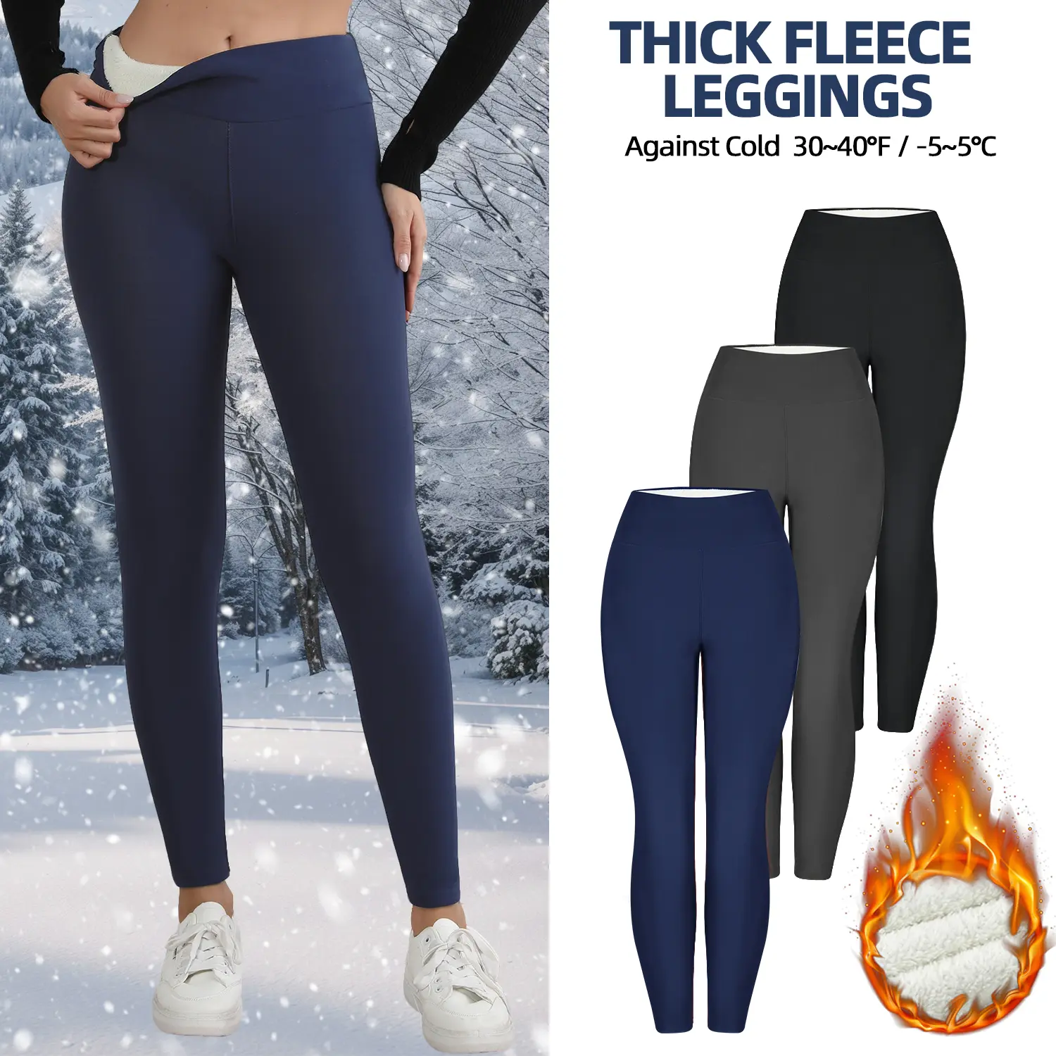 CHRLEISURE 3PCS Thermal Thick FLeece Lined Leggings for Cold Winter Warm, High Waist Women's Cozy Workout Wear Fleece Pants for Yoga Riding Casual Wear  Tights